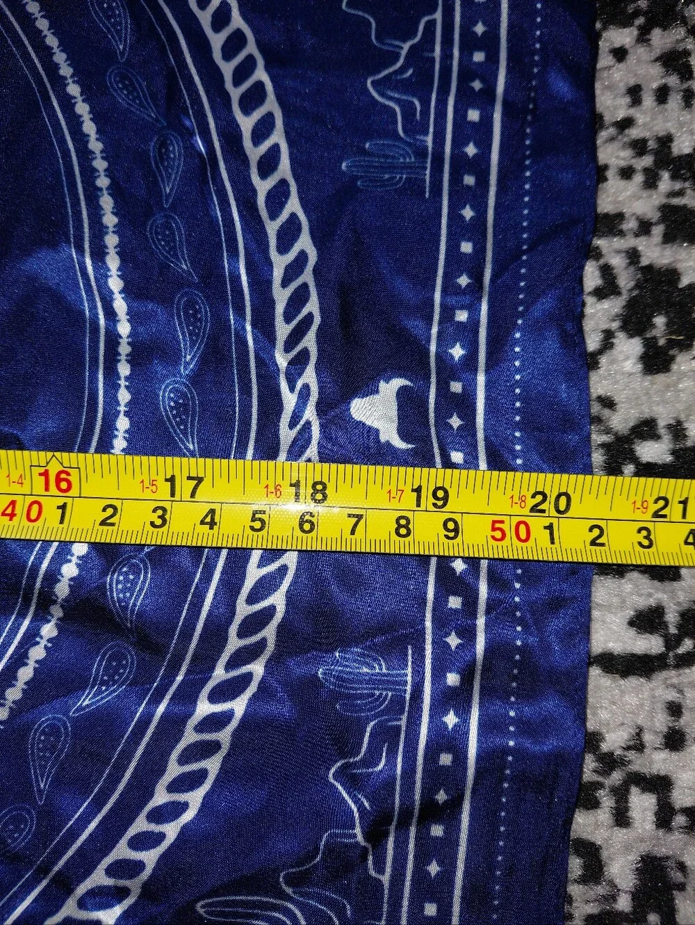 100% Silk Western Bucking Bull Bandana Scarf | Blue & White Wild Rag CC